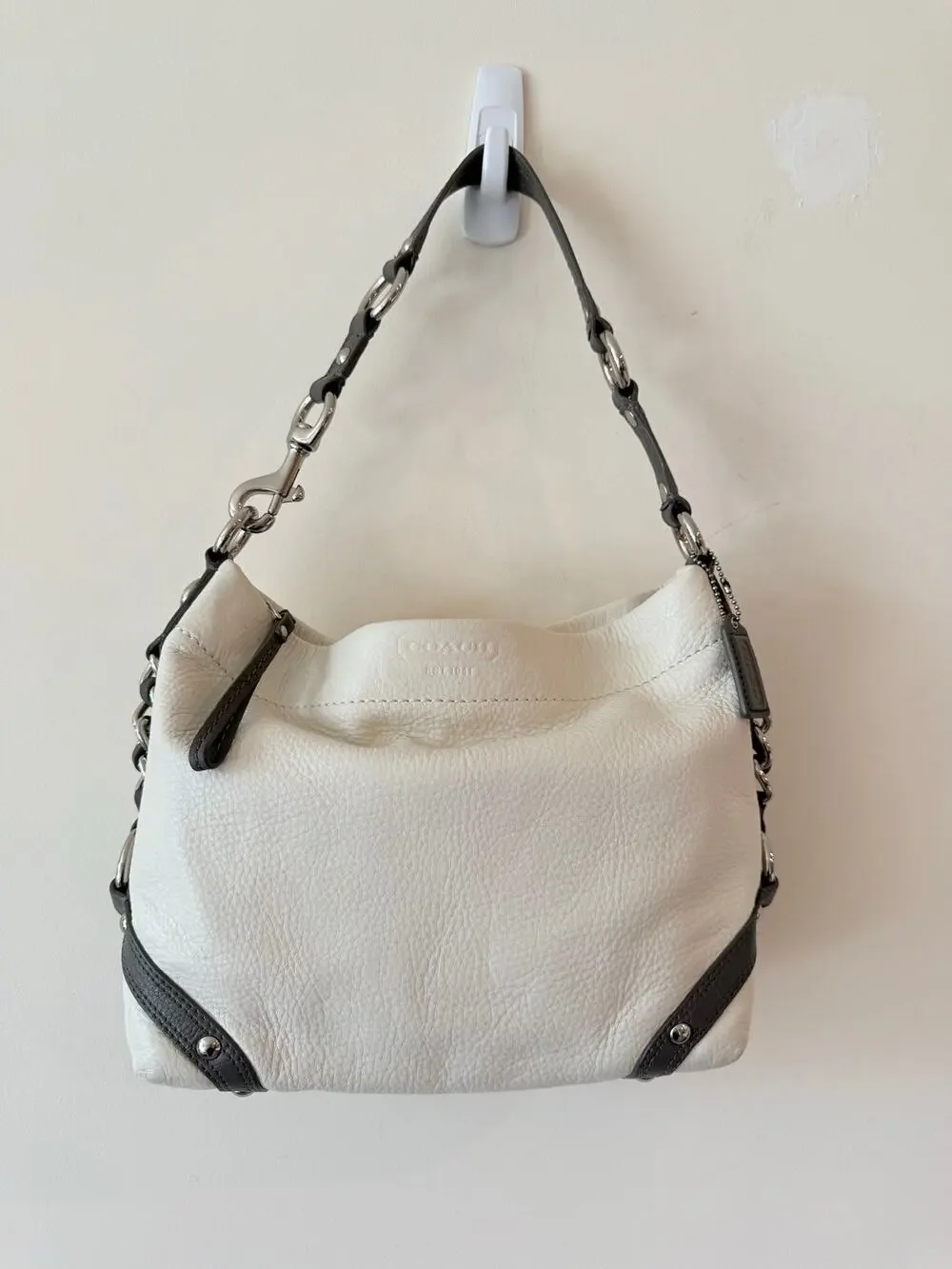 Coach F15251 Carly Legacy Gold Leather Shoulder Bag Women Cream Detachable Strap